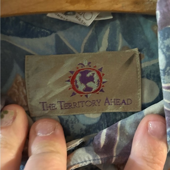 Vintage The Territory Ahead Blue and Purple Patterned Shirt - Picture 4 of 9
